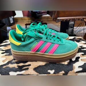 Adidas Gazelle Bold W Green with Pink Stripes